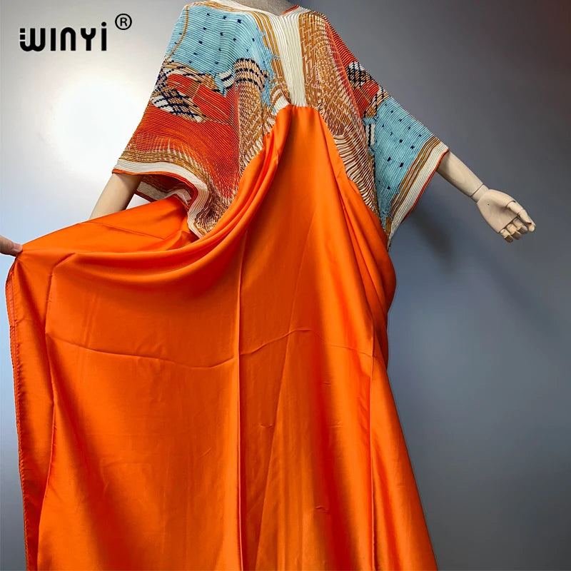 Maxy Pleated Elastic loose dress holiday beach cover up Maxy kaftan abaya dubai luxury party dresses boho woman clothing Caftan