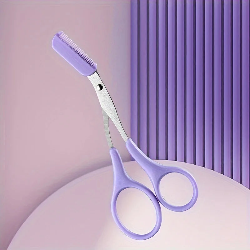 Maxy Eyebrow Razor Scissor Stainless Steel Safe Anti-scratch Trimmer for Beginners Crescent Sharp Beauty Tool Multi-color