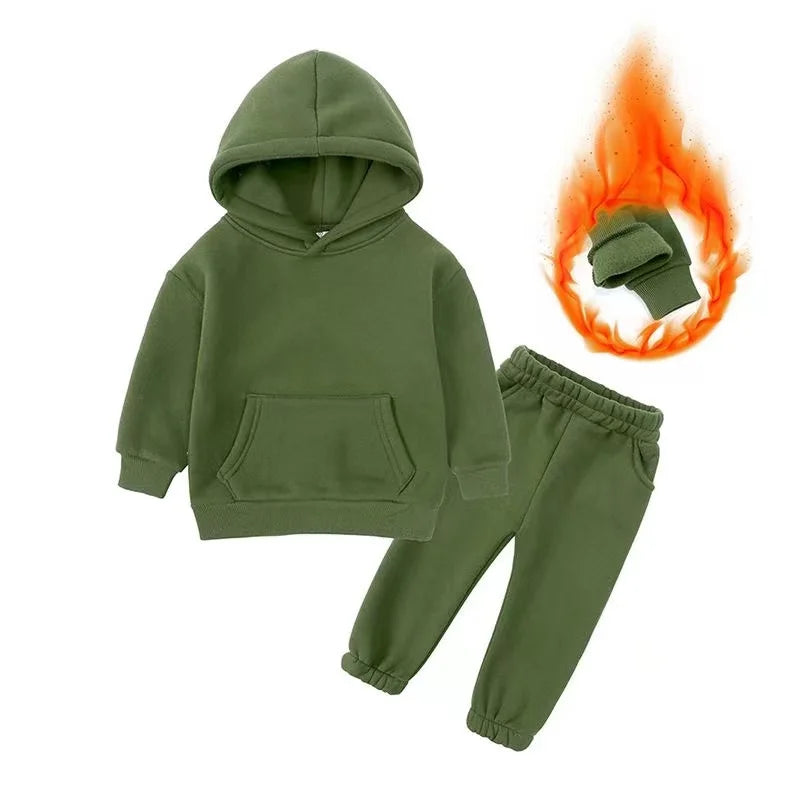 New Autumn Winter Fashion Baby Boys Girls Clothes Children Thicken Hoodies Pants 2Pcs/Set Toddler Sports Costume Kids Tracksuits