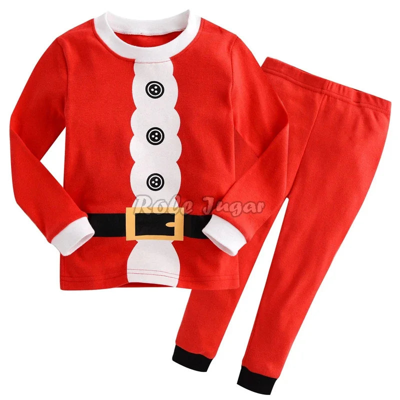 Kids Halloween Christmas Tops + Pant Cosplay Costume Boys Girls Santa Claus Print Pajamas Nightwear Home Clothing 2-7 Years