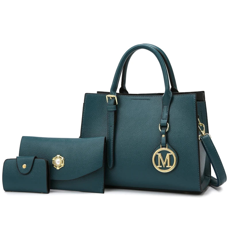 Maxy 3 Piece Or 1 Set Casual Tote Vintage Ladies Handbag PU Leather Luxury Handbags Women Designer Bags for Women Sac A Main Femme