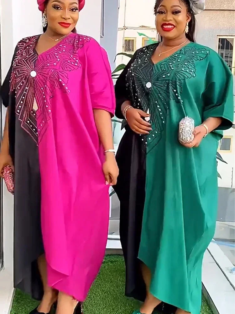 Momsey White Dresses for Women 2024 Elegant Party Evening Gown Turkey Wedding Boubou Ankara Robe Clothing