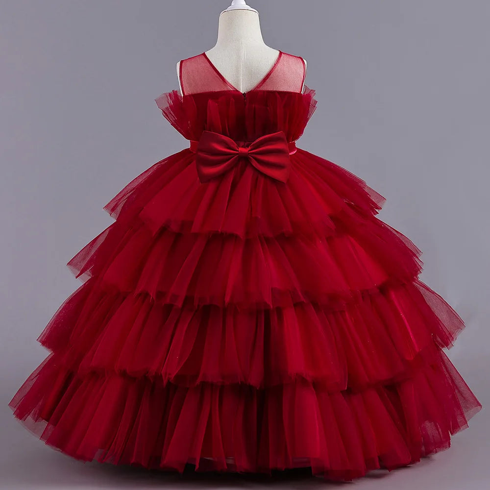 Maxy Princess Party Dress Wedding Birthday Kids Christmas Ceremonies Dresses Flowers Sequined Vestidos De Gala Vestido Adolescente 12 Años