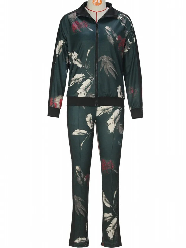 Maxy 2 Piece Women Sets Dashiki African New Arrival Autumn Matching Sets Two Pieces Sets Coat Top And Pants Suits Outfits Clothing