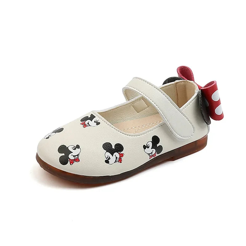 Maxy Disney Mickey Mouse Baby Toddler Shoes Spring Summer children Cartoon Leather Shoes Girls Bow Princess Shoes Cute Sandals