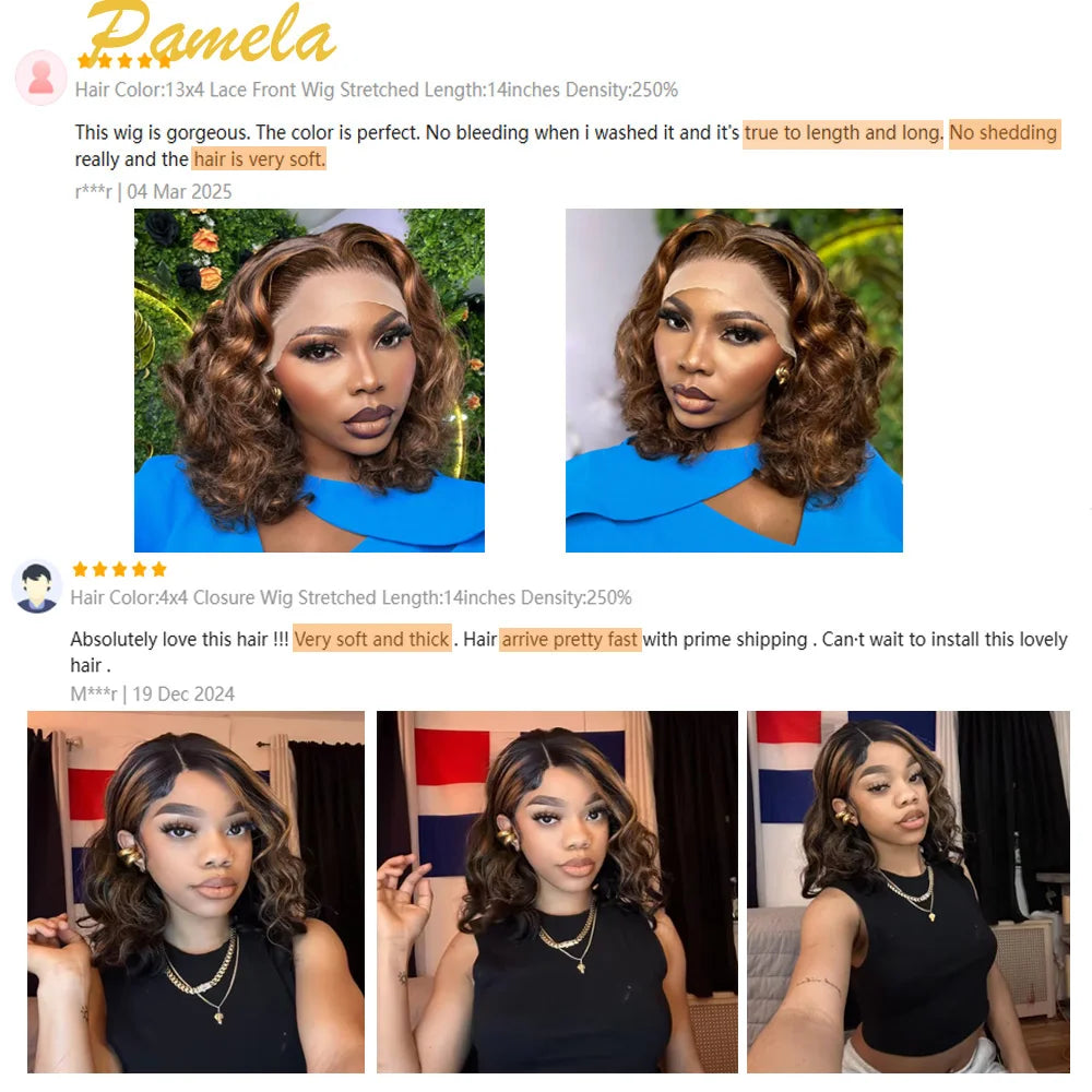 Blonde Bob Wig Human Hair 100% Loose Deep Wave Short Ombre 4 27 Brown Colored Lace Front Glueless Wigs Human Hair Ready To Wear