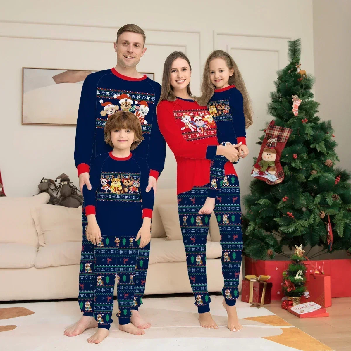 Christmas Family Pajamas Set Xmas Print Patchwork Pjs Adult Kids Baby Jumpsuit Family Matching Pyjamas Family Outfits