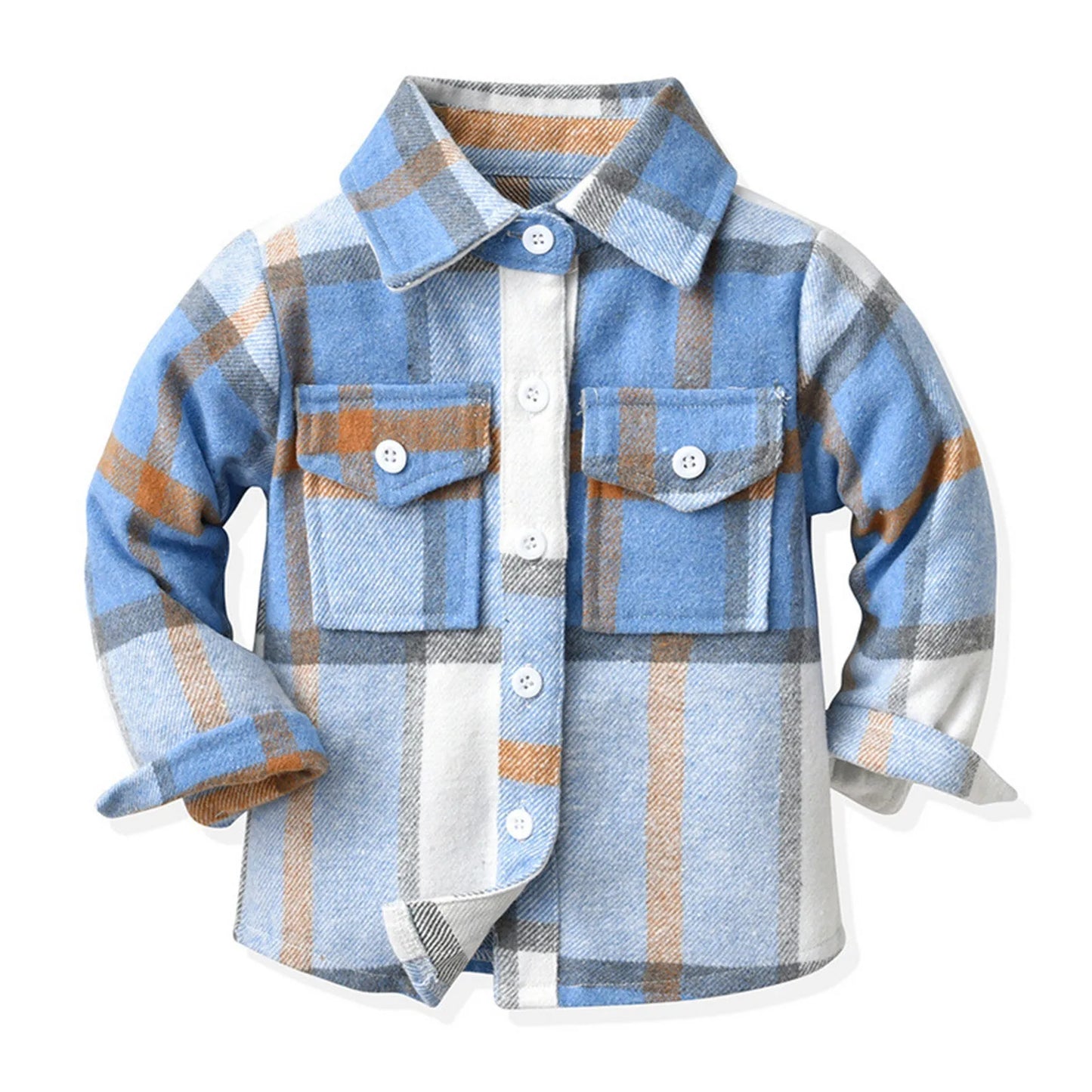 Toddler Baby Boy Girl Plaid Shirt Jacket Outfits Button Down Cardigan Kids Long Sleeve Coat Tops Fashion Autumn Clothes