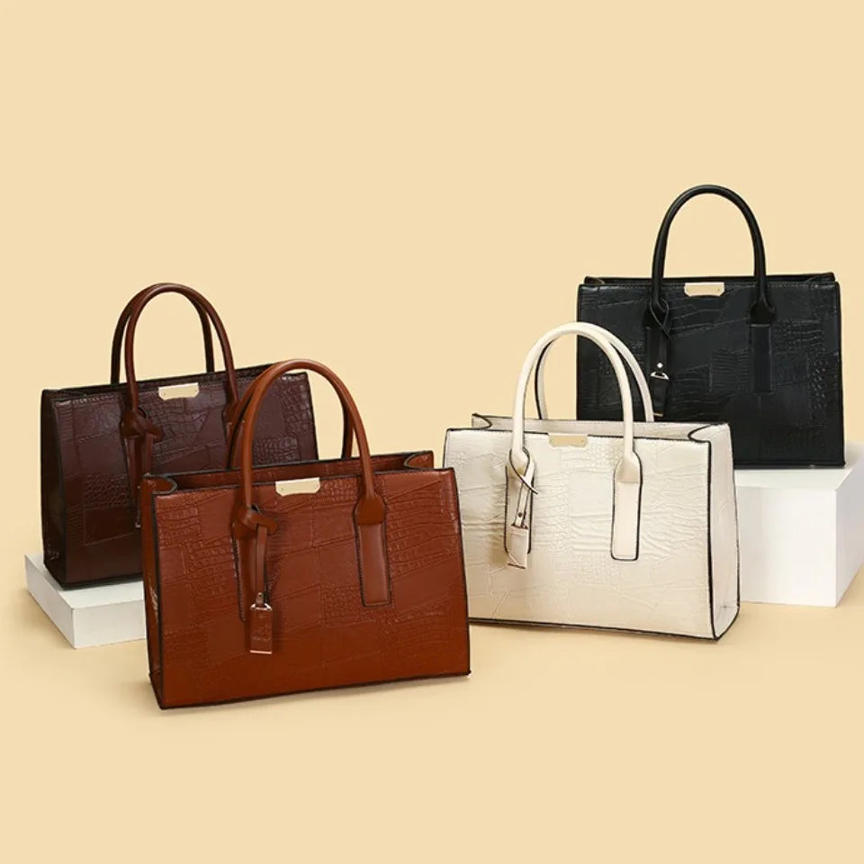 Maxy Large Capacity Shopping Bag for Daily Commuting Handbags Luxury Shoulder Bags Splicing Pu Leather Handbags Caual Tote New Sac