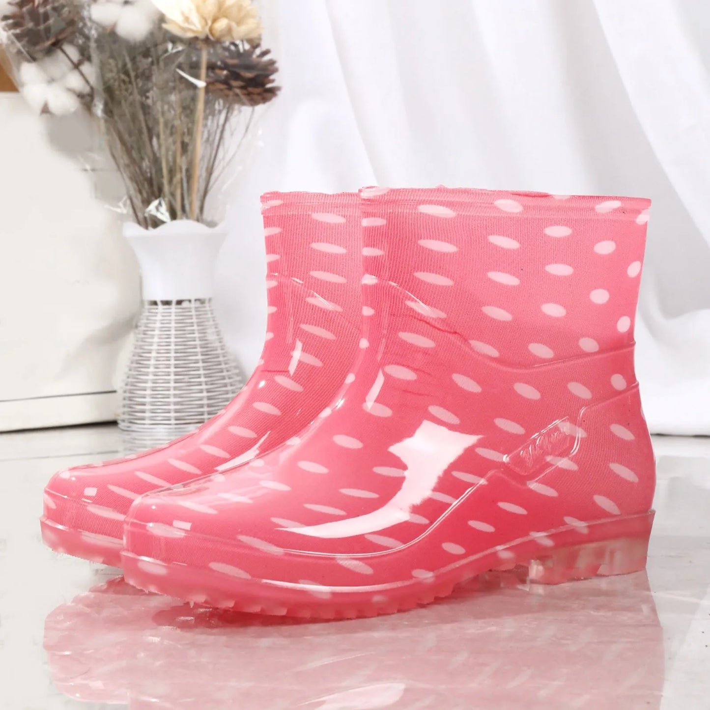 Maxy Fashion Rain Boots Womens NonSlip MidCalf Length Waterproof Shoes Rubber Boots Short Tube Winter Cotton plus Kitchen Rubber Shoes