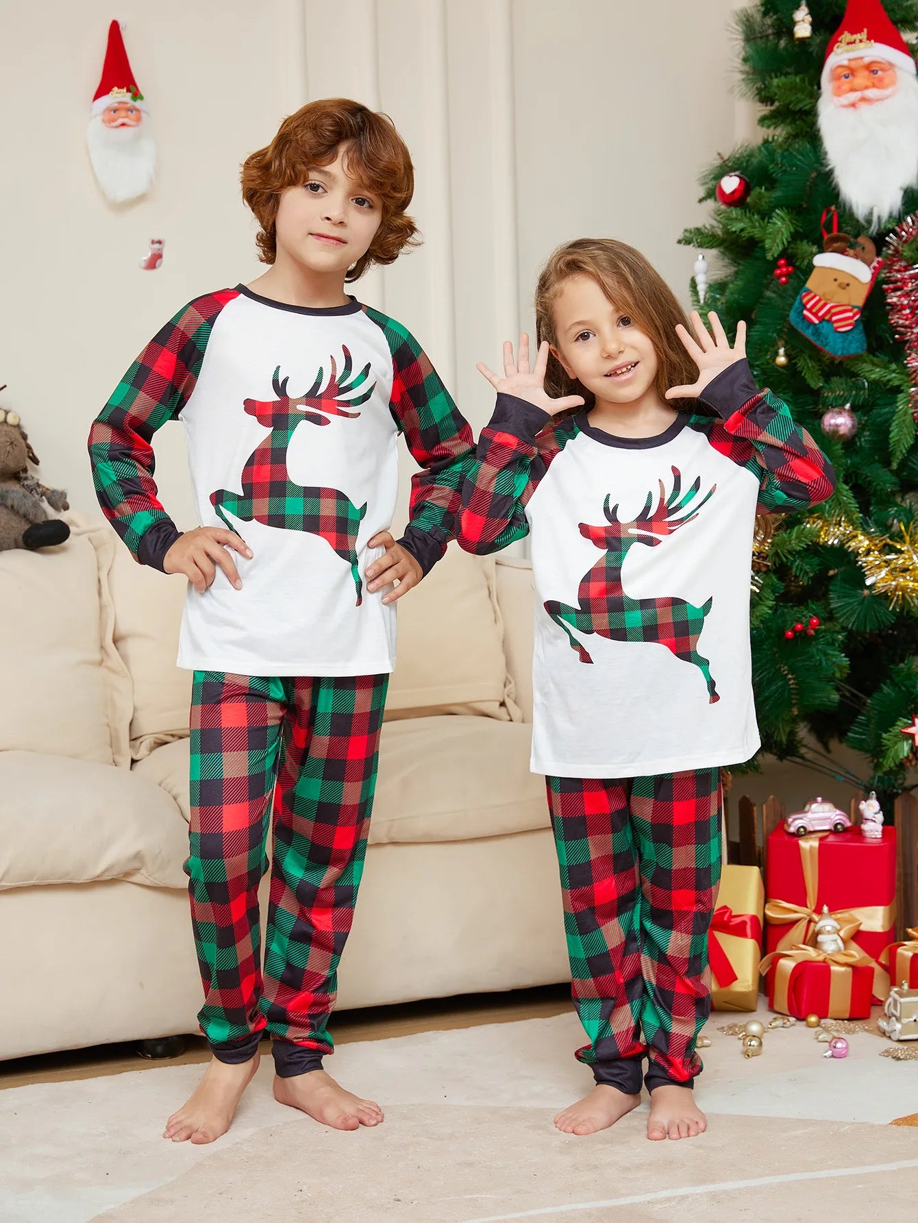 Christmas Pajamas Family Matching Outfits Adult And Kids Pyjamas Sets Pants+Deer Print Tops Xmas Sleepwear Baby Boy Girls Romper