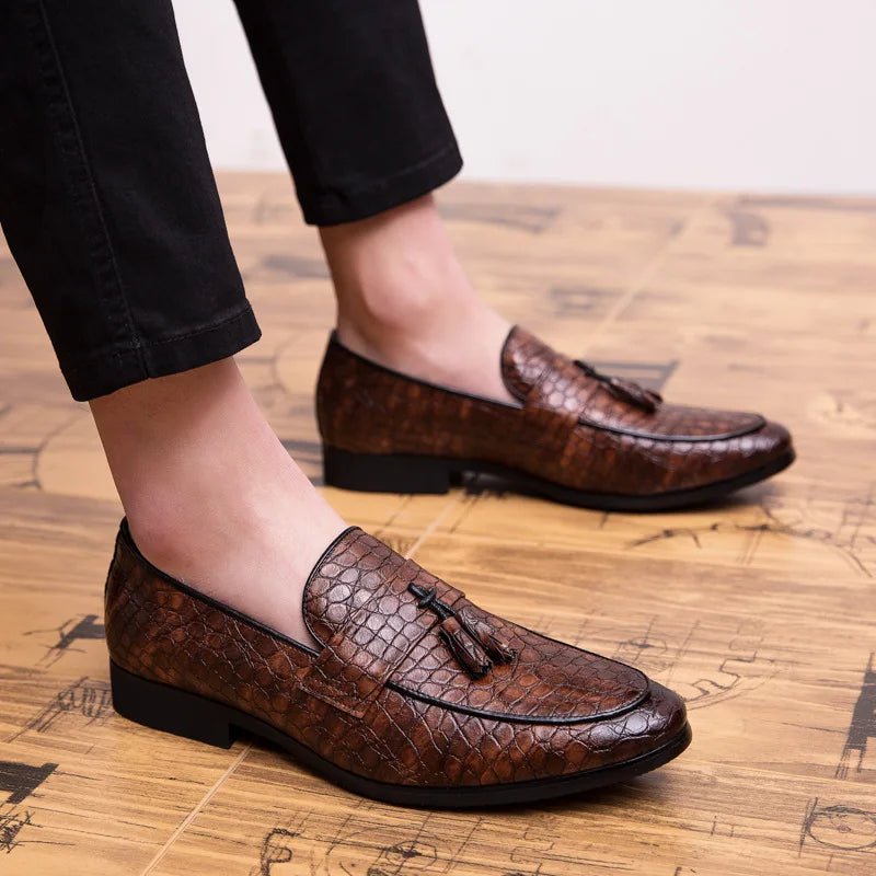 Amay New luxury brand fashion Men tassel loafers shoes leather italian formal dress office footwear oxford shoes for men ert5