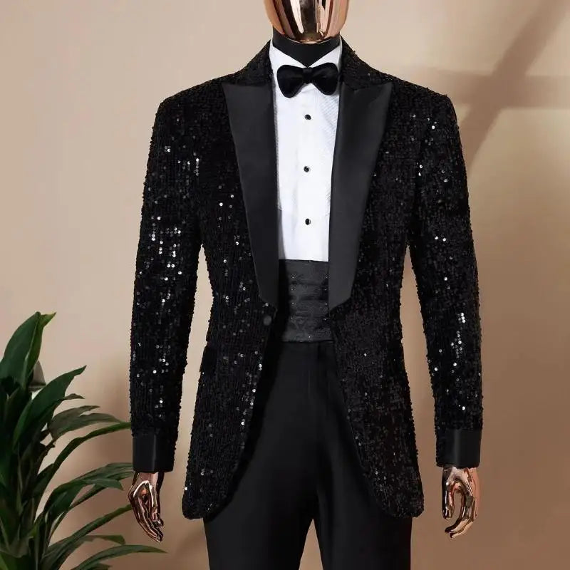 Visco Blazer Suit for Men 2 Piece Outfit Set Suits High Quality 2024 Pants Men's Clothing Fashion Tuxedo Jackets coats