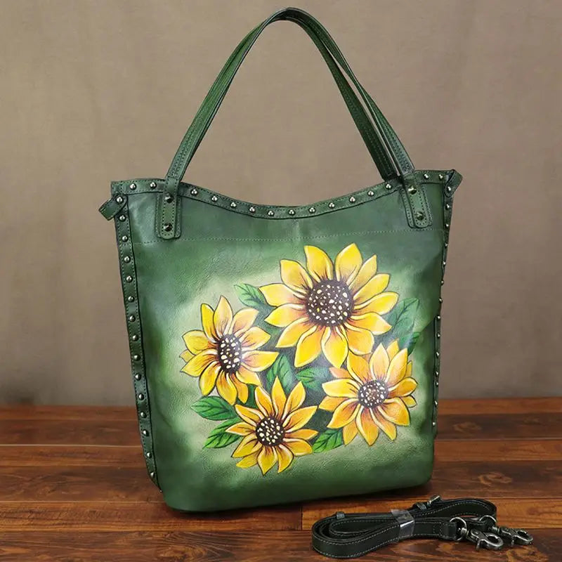 Maxy Luxury Fashion Leather Women's Bag Large Capacity Hand Drawn Handbags Tote Bag Shoulder Crossbody Bags First Layer Cowhide