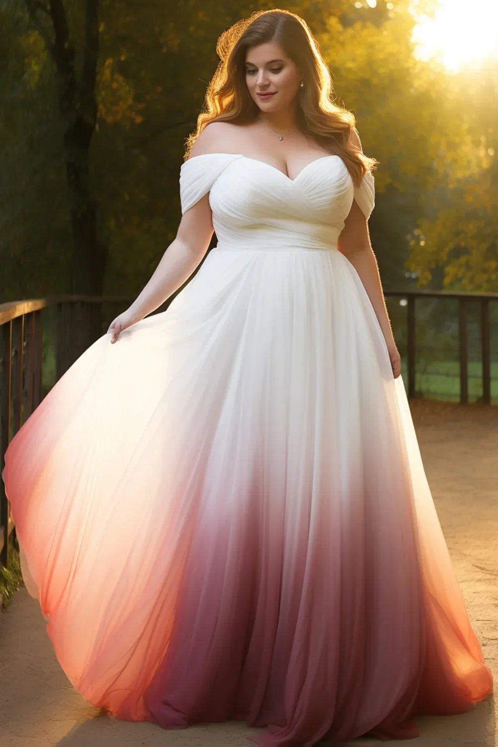 Maxy Plus Size Dress Bridesmaid Elegant Pink Gradient Off The Shoulder Tulle Dresses Wedding Guest Evening Cocktail Dresses