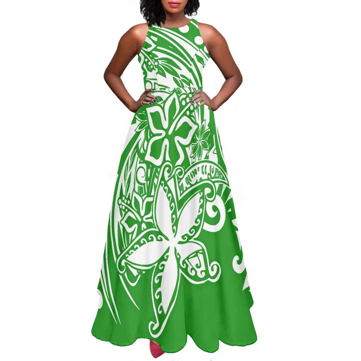 Maxy Women Dresses Fashion Polynesian Plumeria Design Sleeveless Sexy Party Dresses Female Elegant Sundress