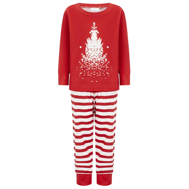 Matching Christmas Pajamas for Family Long Sleeve Tree Print Tops + Plaid Pants Set Loungewear