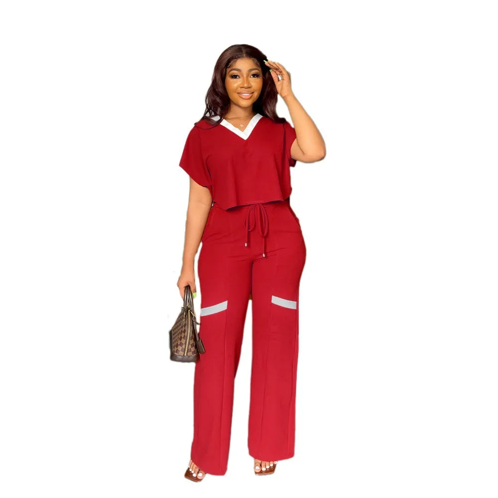 Maxy 2 Piece Set Plus Size Women Clothes African ankara Outfits 2024 Summer Fashion Shrot Sleeve Tops Pants Trousers Suits