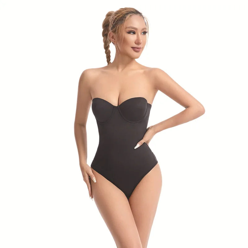 Maxy Cross-Border Plus Size Seamless One-Piece Shapewear Dress Special Strapless Corset Waist Cincher Hip Lifter with Bra