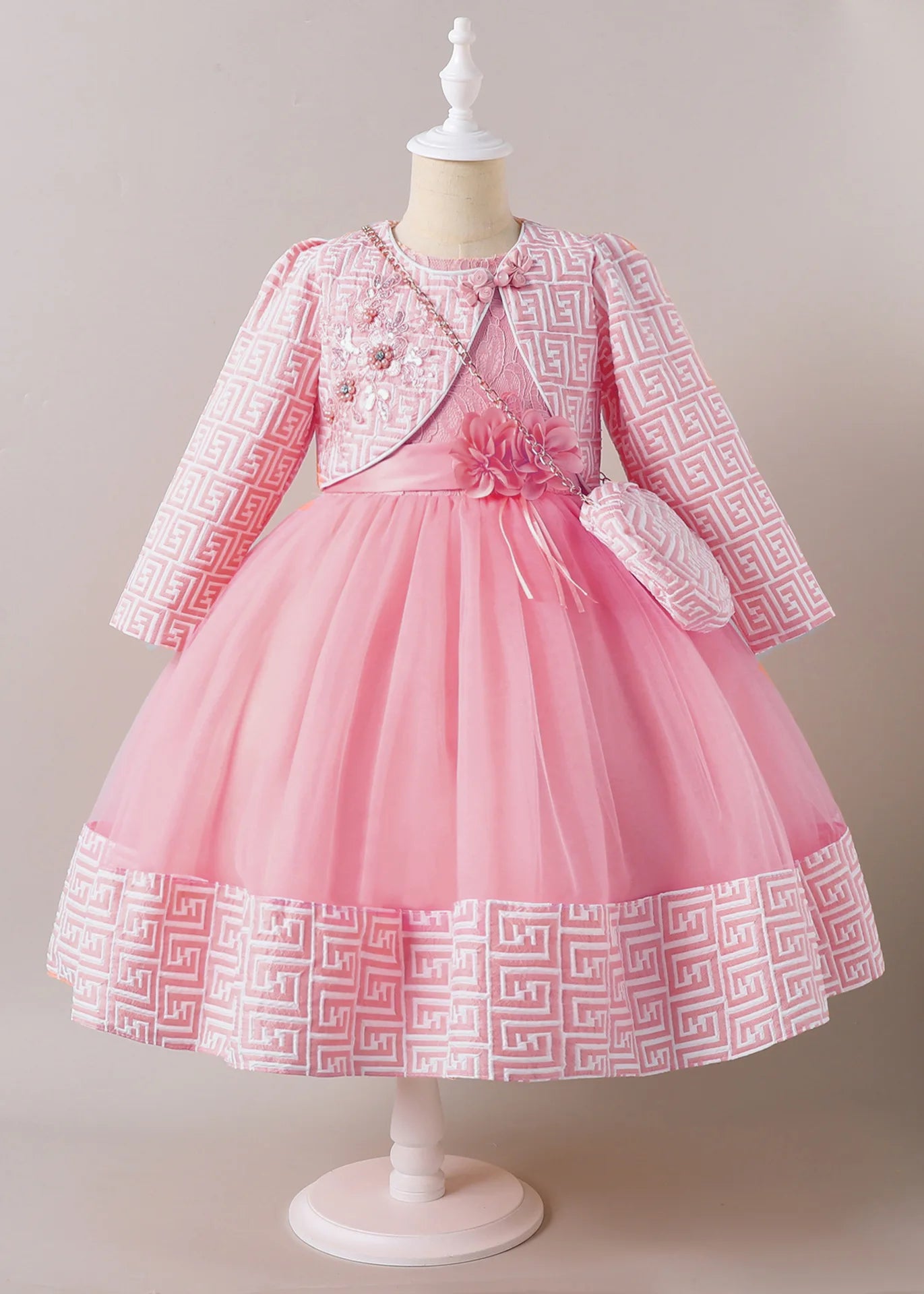 Maxy Kid Girl Party Dress for Wedding 2PCS Children Girls' Clothes with Elegant Bag Kids Evening Dresses 3-10Y