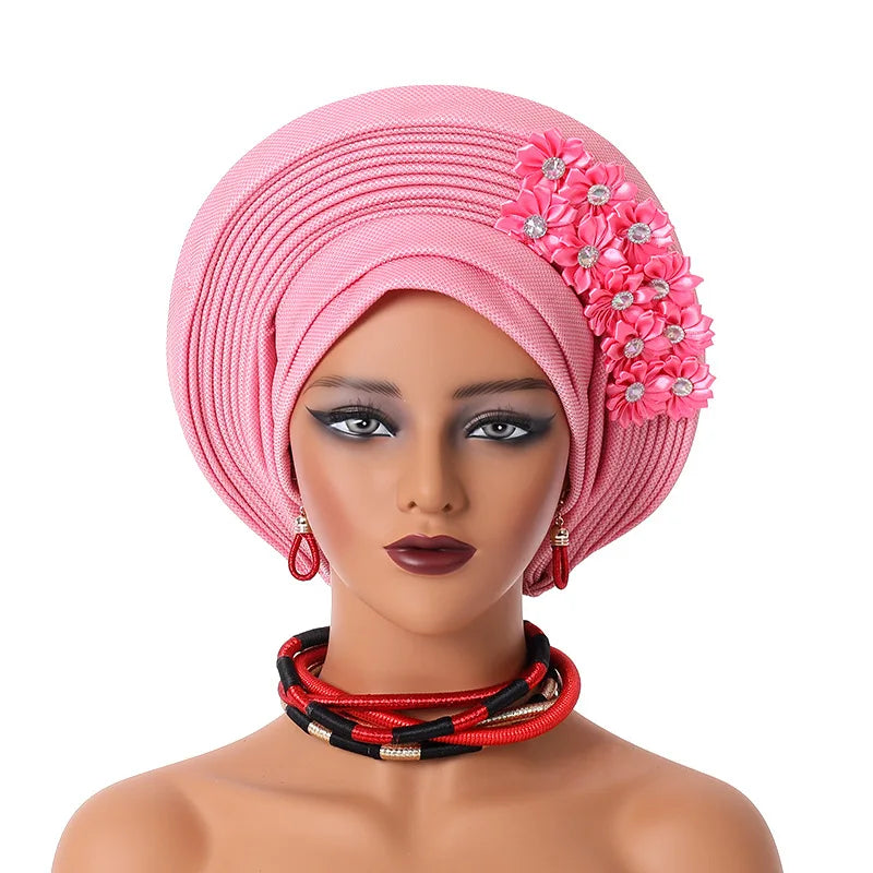 Maxy Gele Head tie Auto Gele Turban Head warp Already Made African Turban Cap Party Women Muslim Hijab Headscarf Bonnet Hat