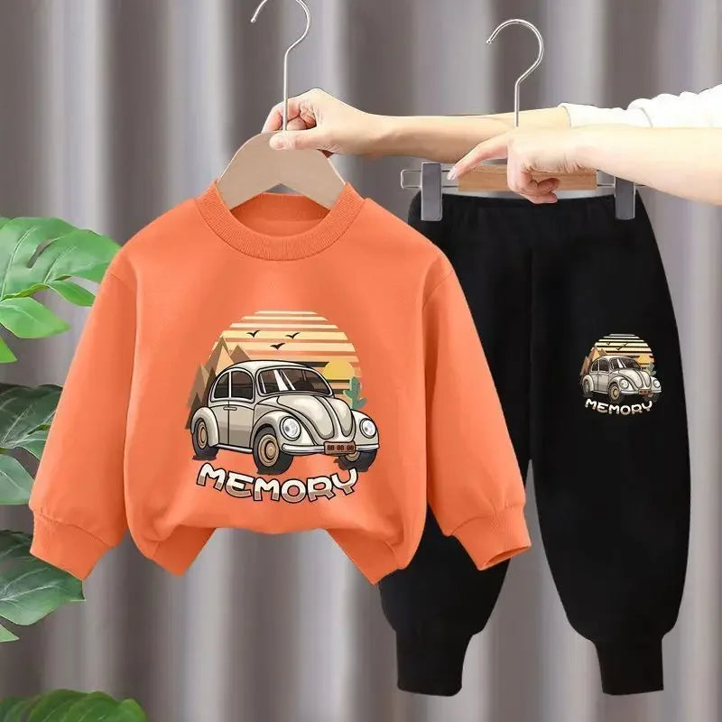 Maxy Autumn Children Boy Clothes Set Kid Girls Fashion Print Sweatshirts Pullover Top and Pants 2pcs Suit Teenage Outfits Tracksuits