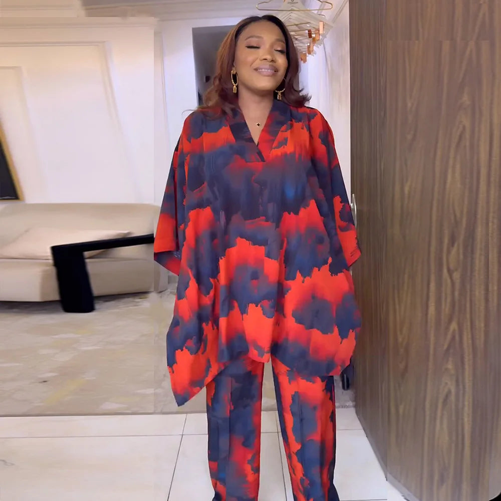 Maxy Plus Size 2 Piece Matching Sets Women Outfits African Clothes for Women Ankara Tracksuits Set Dashiki Spring New Clothing