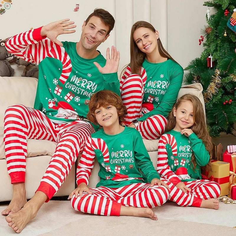 Maxy Christmas Family Matching Pajamas Adult Kid Baby Outfits Tops+Pants 2PCS Xmas Sleepwear Pyjamas Dog Clothes