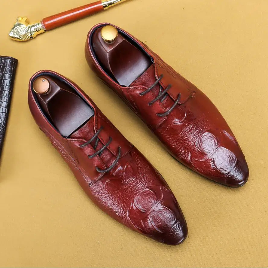 Amay Sipriks Mens Leather Casual Shoes Burgundy Black Wedding Formal Tuxedo Shoe Italian Custom Gentleman Gents Suits Dress Flats 46