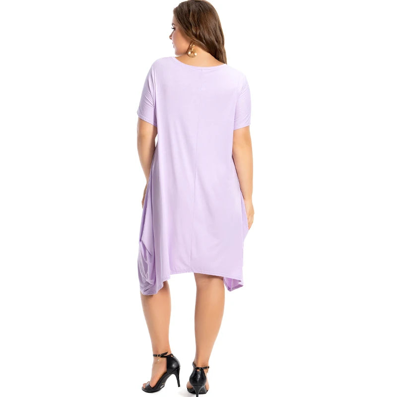 Amay Modal Cotton Nightgowns For Women Plus Size Short Sleeve O Neck Lounge PJS Pajama Dress 7XL 6XL 5XL Black White Red Sleepwear
