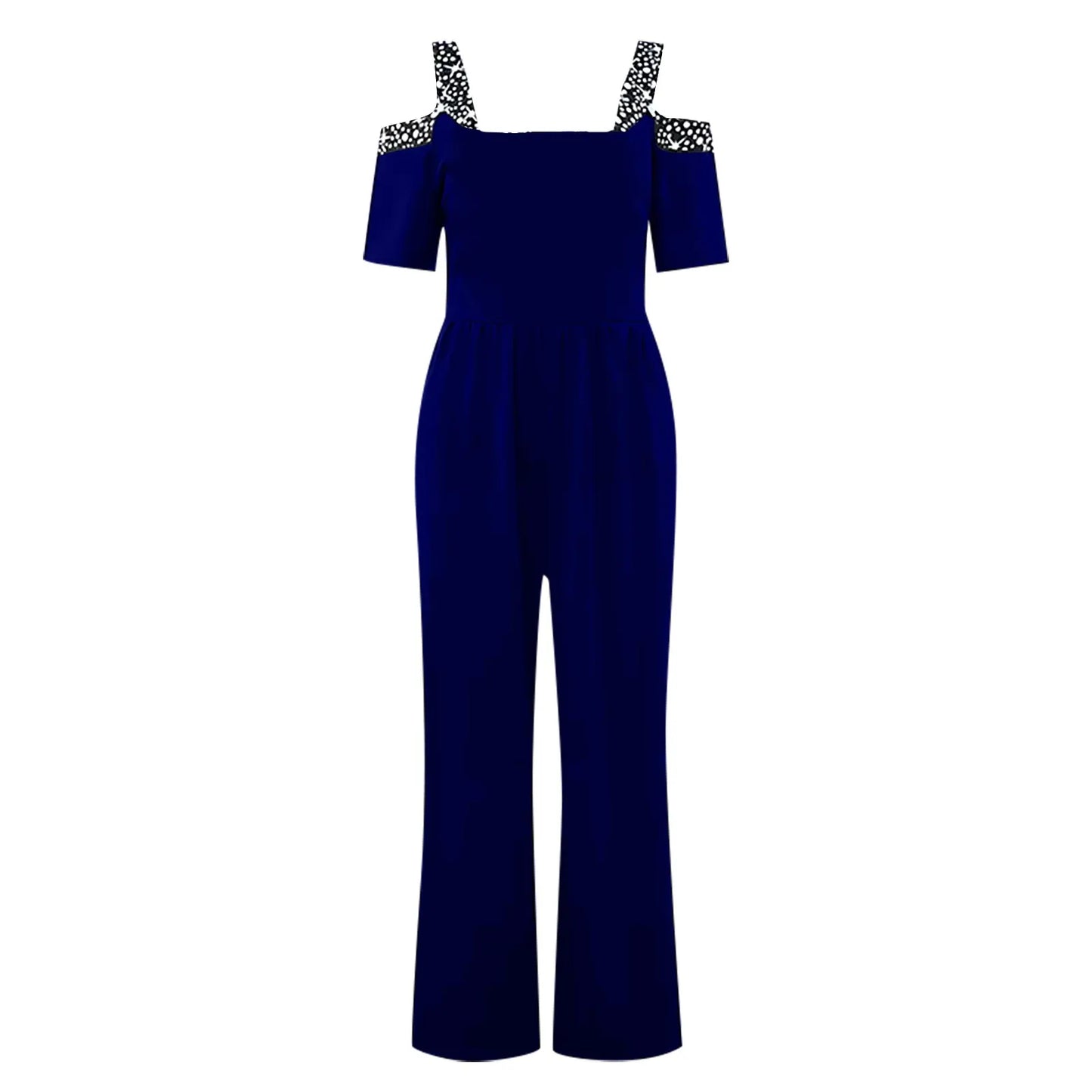 Amay Women's Dress Jumpsuit Daily Casual Wide Leg Waist Jumpsuit Strapless Off-The-Shoulder Patchwork V-Neck Banquet Jumpsuits