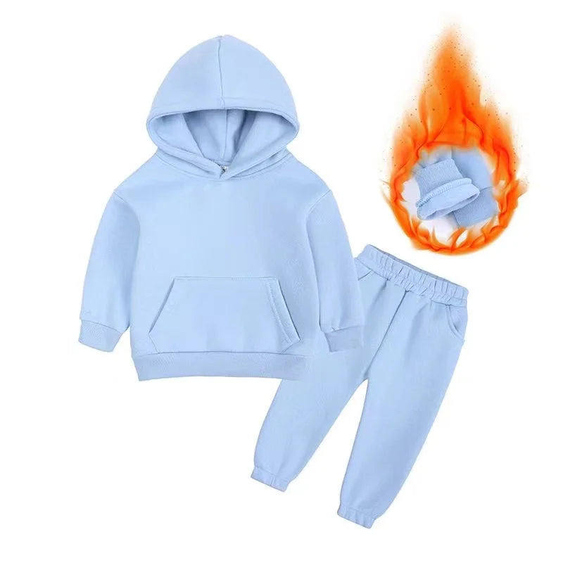 New Autumn Winter Fashion Baby Boys Girls Clothes Children Thicken Hoodies Pants 2Pcs/Set Toddler Sports Costume Kids Tracksuits