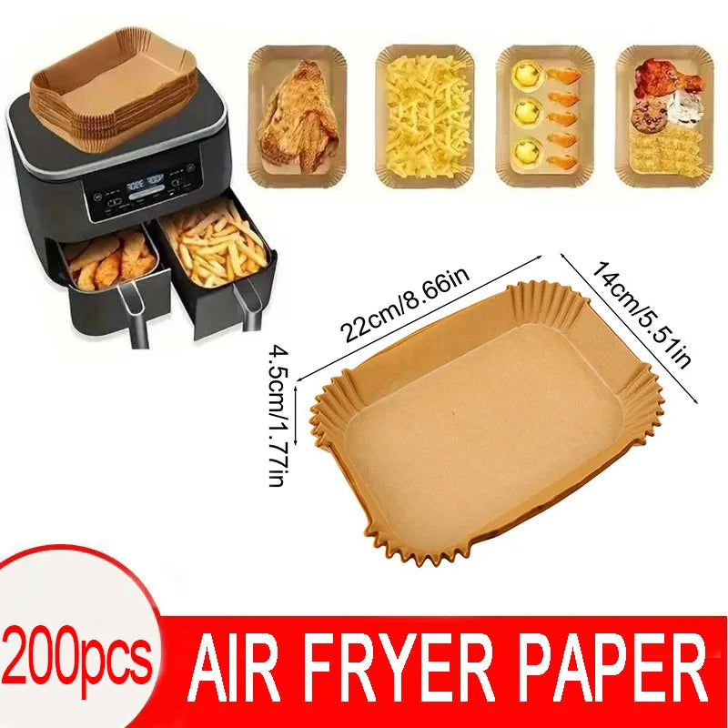 23CM Air Fryer Disposable Baking Paper Liner Non-Stick Mat Steamer Square Round Parchment for Microwave Oven Kitchen Cookers