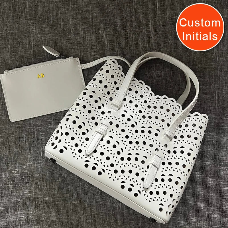 Maxy Custom Initials Genuine Leather Tote Bags For Women Luxury Designer Handbags Purses 2025 New In Cowhide Hollow Underarm Shoulder