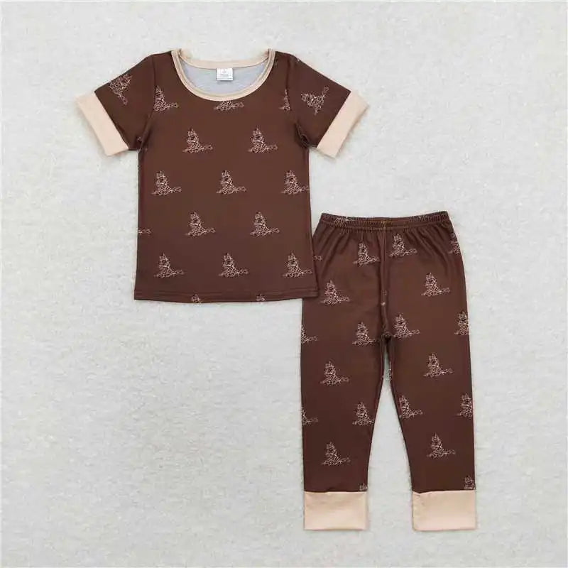 Wholesale western boutique children clothing Baby Boys Christmas Camo Santa Top Pants Pajamas Clothes Set