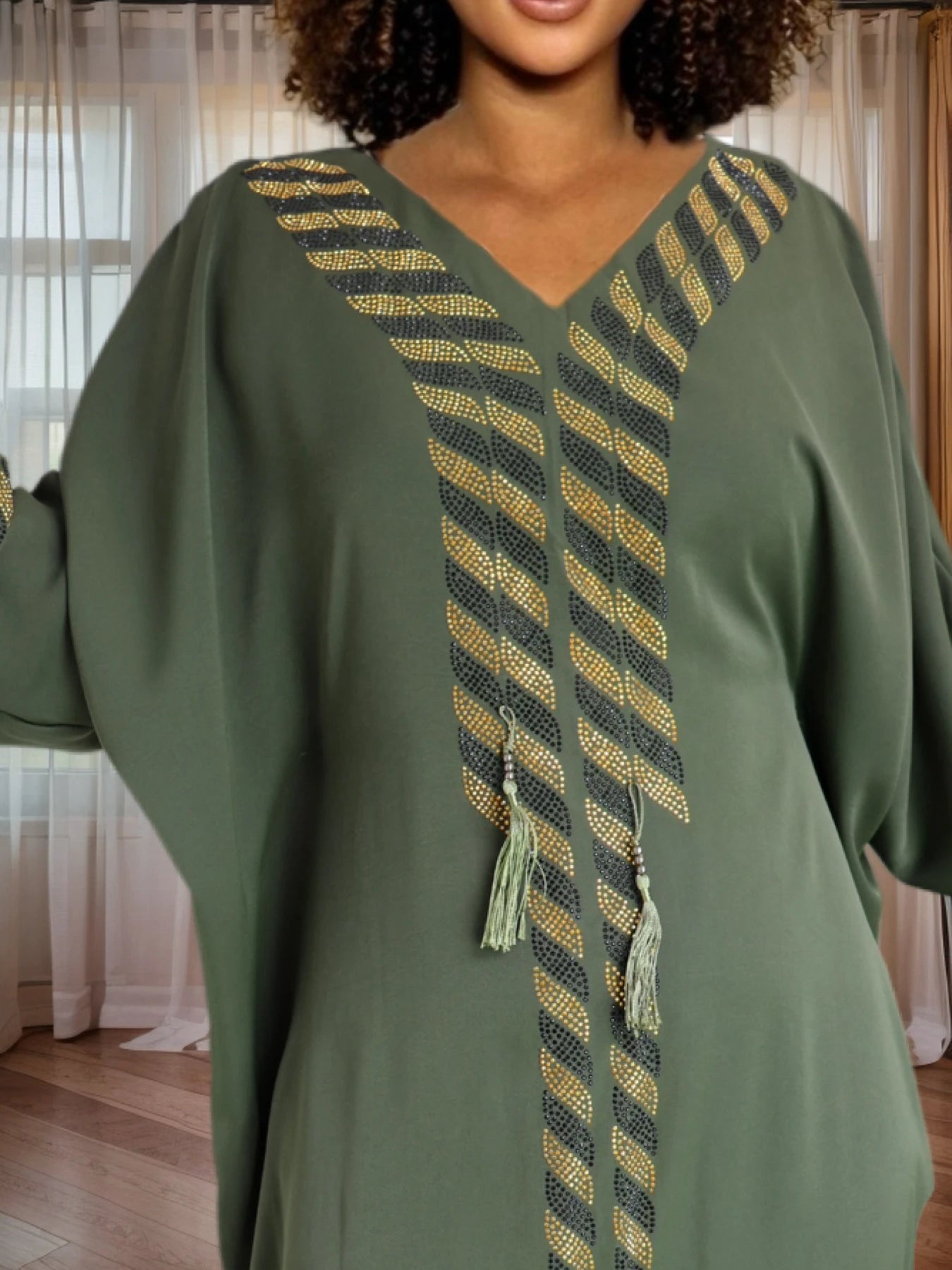 Maxy Women's Dashiki Rhinestone Dress African Kaftan - Elegant Evening Party Dress Ankara Shinny Long Gown