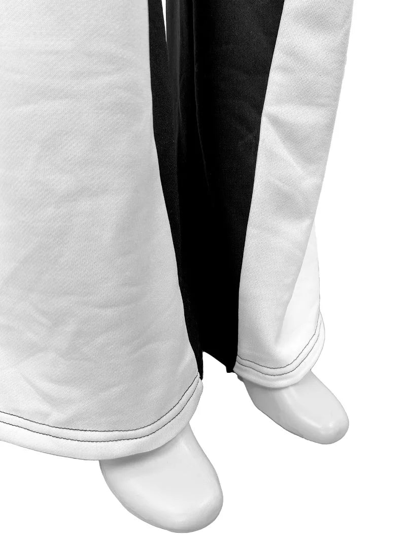 Maxy Contrast Color Women Autumn 2 Piece Set Stand Collar Long Sleeve Zipper Sweatshirts Crop Tops + Flare Pants Streetwear Tracksuit
