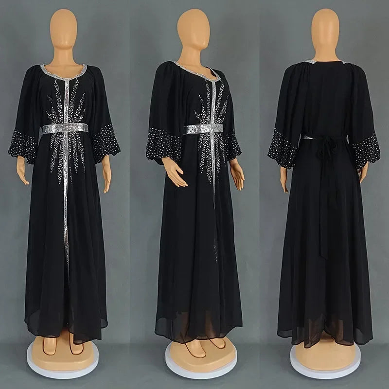 Maxy Summer African Dresses for Women Elegant African Half Sleeve O-neck Polyester Dress Gowns Kaftan Muslim Abaya Outfits
