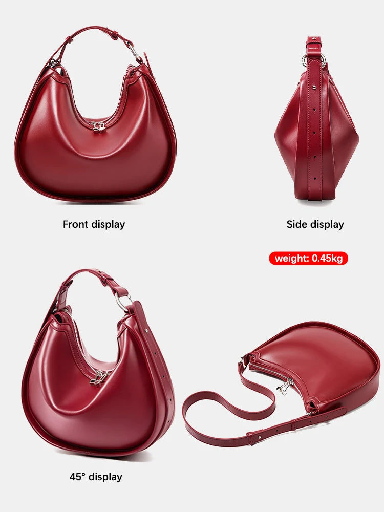 Maxy Zency Premium Genuine Leather Women's Handbag Luxury Hobo Bag Large Capacity Fashion Shoulder Bolsa for Wife Lover Girl Gift Sac