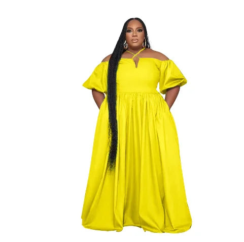 Wmstar Plus Size Dresses for Women Solid Summer Cute Elegant Party Maxi Dress Fashion Birthday Outfits Wholesale Dropshipping