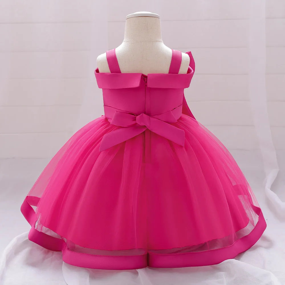 Maxy Baby Girl Baptism Newborn Photography Clothing Toddler Birthday Bow Summer Dress Kids Christening Children Princess Ball Gown