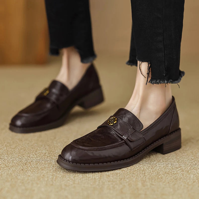 Maxy Woman Loafers Round Toe Flats Simple Style Daily Shoes Lady Footwear Sheepskin Slip On Women Flats Spring Autumn Women Flats