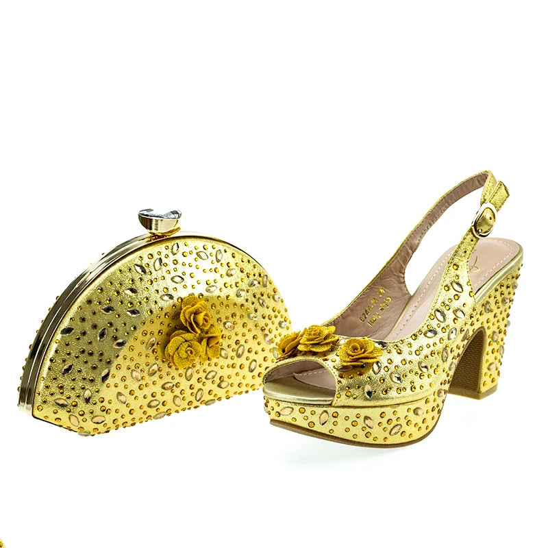 Maxy Fashion Top Italian Designers 2024 Casual Elegant Solid Color Clutch Bag Floral Sequin Summer Women's Platform High Heel Sandals