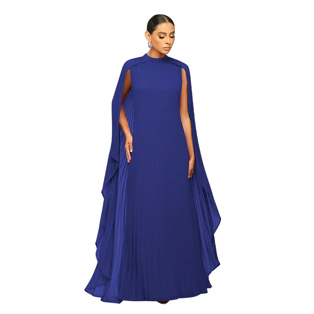 Maxy Dashiki African Dresses for Women Spring Fashion O-neck Long Sleeve Solid Color Long Maxy Dress African Clothes Women