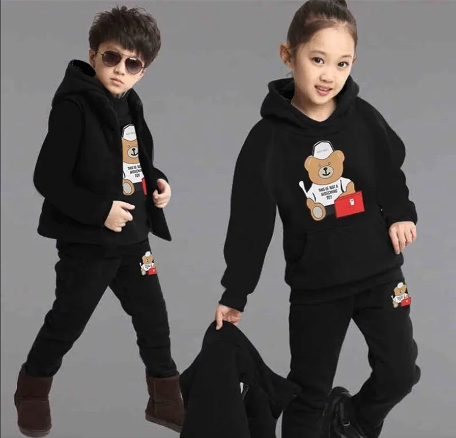 Visco 2024 winter Boys tracksuit Autumn Toddler Teenager Clothes tiger velvet jacket + Sweater + Pant Children Kids 8 9 10 11 12 year