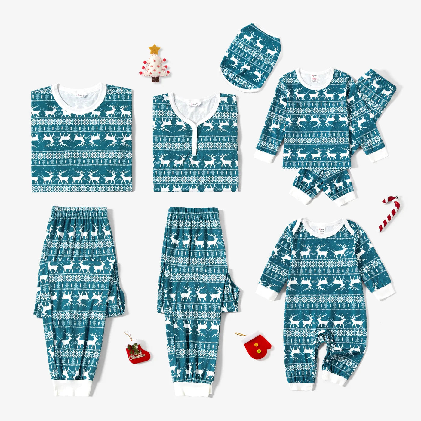 PatPat Christmas Reindeer and Snowflake Allover Max Print Family Matching Pajamas Sets (Flame Resistant)