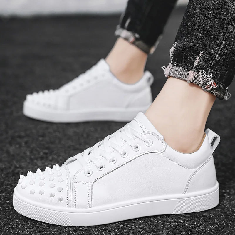 Amay Sneakers for Men White New Hot Outdoor Sports Stylish Lightweight Flat-soled Wear-resistant Breathable Lace-up Casual Shoes