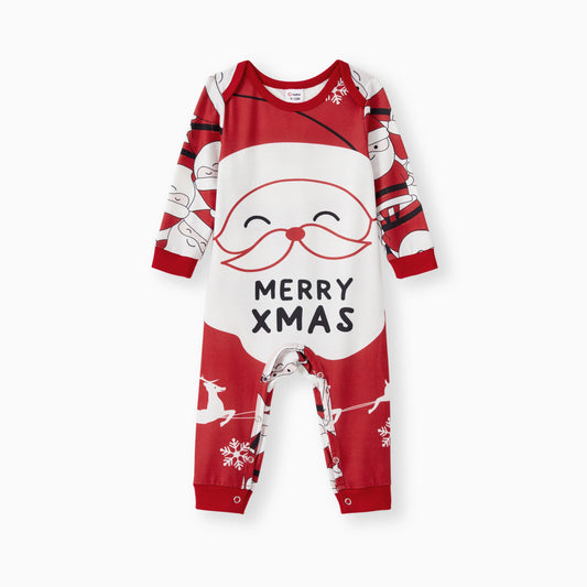 PatPat Christmas Pajamas Sets Family Matching Big Santa Graphic Front Allover Pattern Back
