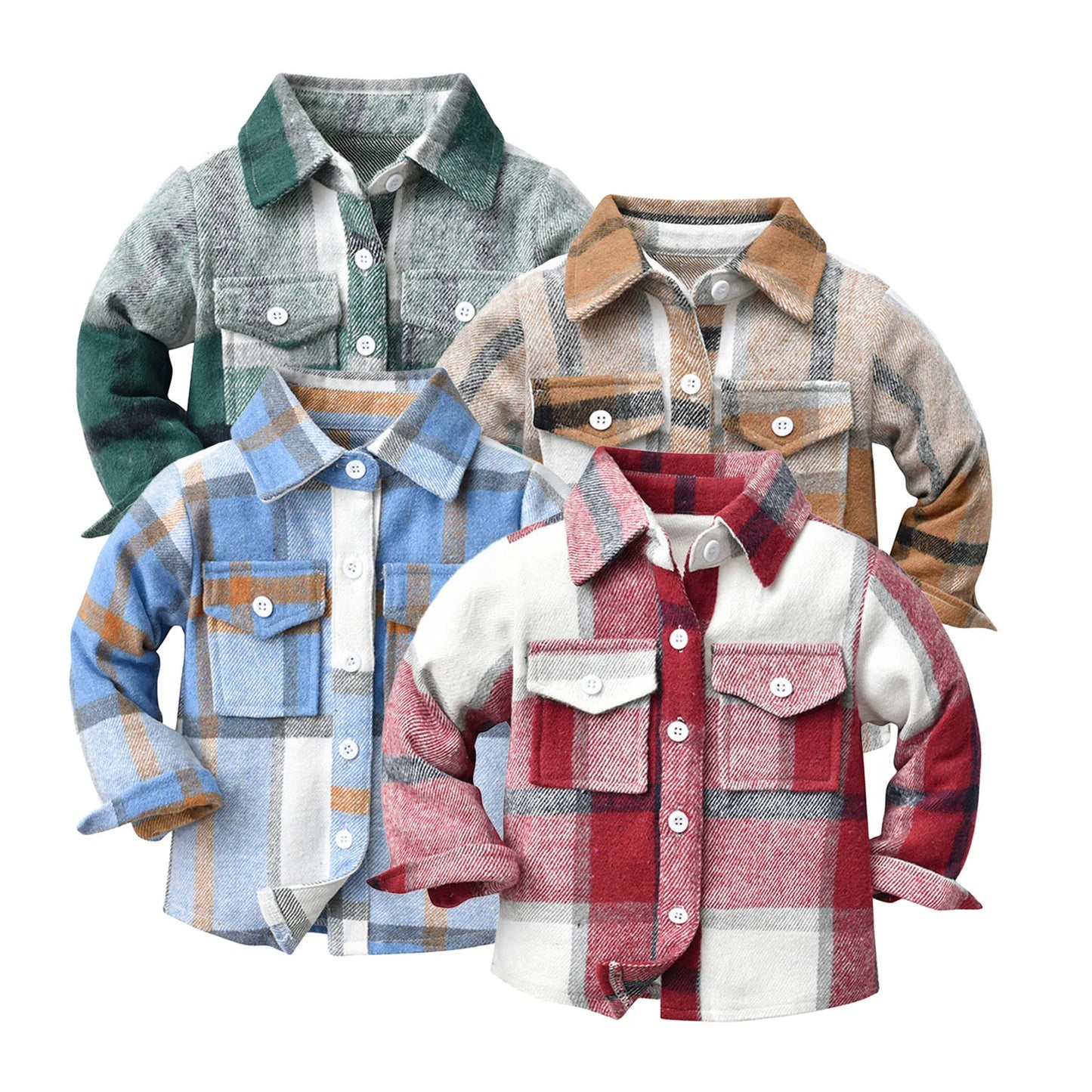 Toddler Baby Boy Girl Plaid Shirt Jacket Outfits Button Down Cardigan Kids Long Sleeve Coat Tops Fashion Autumn Clothes