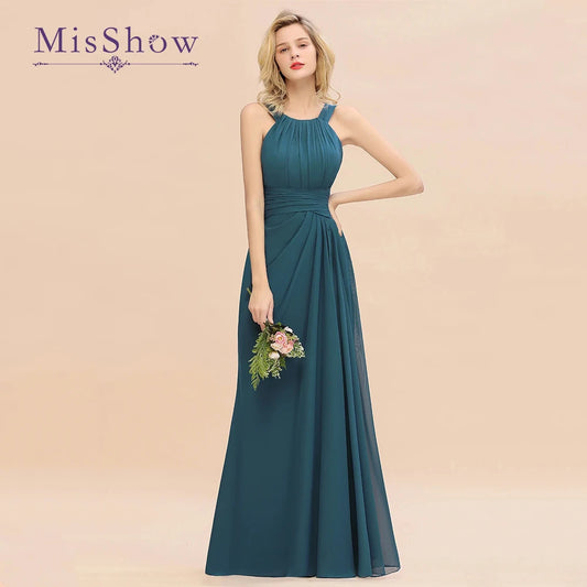 Amay Elegant Pleated Long Bridesmaid Dresses For Wedding Party Women Formal Chiffon Prom Evening Gowns Custom Made